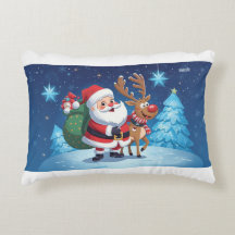 almohada con Santa Claus y reno