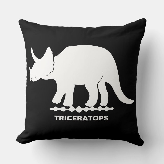 Almohada con silueta de dinosaurio Triceratops (Anverso)