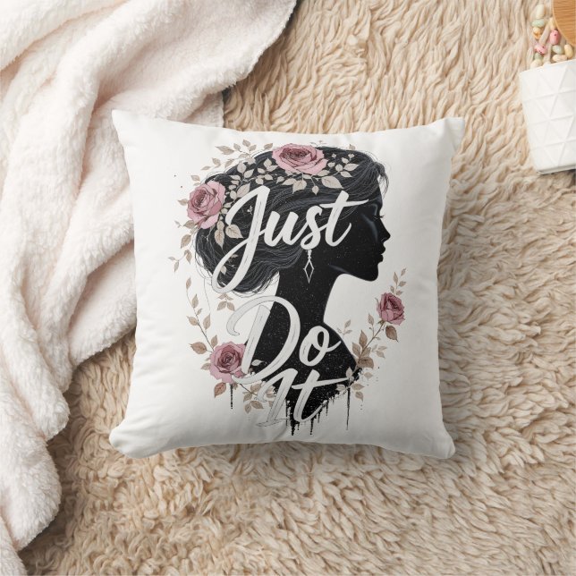 Almohada con silueta floral Just Do It (Manta)