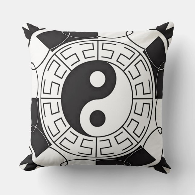 Almohada con símbolo asiático Yin y Yang (Anverso)