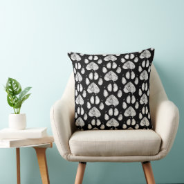 Almohada con texto de huella de pata de amor de pe