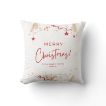 Almohada con tipografía minimalista de Feliz Navid