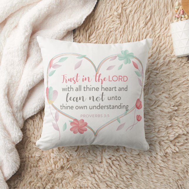 Almohada con versículo bíblico Proverbios 3:5 Cora (Manta)
