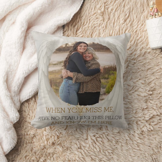 Almohada conmemorativa de ángel celestial con foto (Manta)