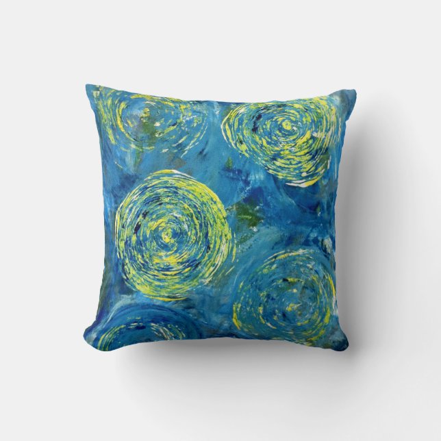 Almohada contemporánea azul (Anverso)