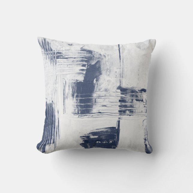 Almohada contemporánea de tonos azules y blancos a (Anverso)