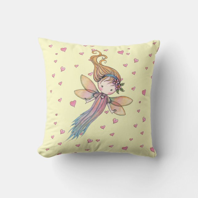 Almohada Corazones y Hada Pequeña para Niñas (Anverso)