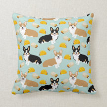 almohada Corgi y Tacos Throw - regalo de corgi tie