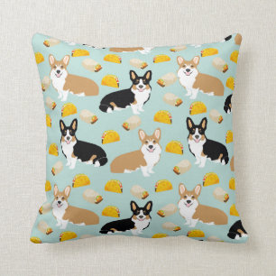 almohada Corgi y Tacos Throw - regalo de corgi tie