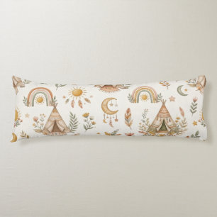 Almohada corporal arcoíris pastel acuarela boho