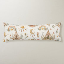 Almohada corporal arcoíris pastel acuarela boho