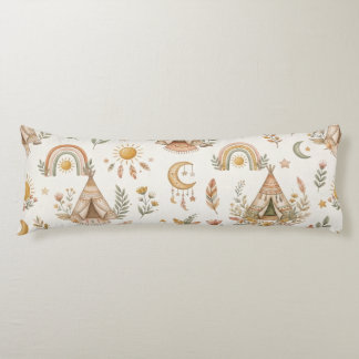 Almohada corporal arcoíris pastel acuarela boho