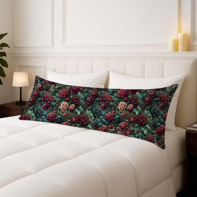 Almohada corporal Art Nouveau Climbing Rose Teal (Art Nouveau Climbing Rose Teal Body Pillow)