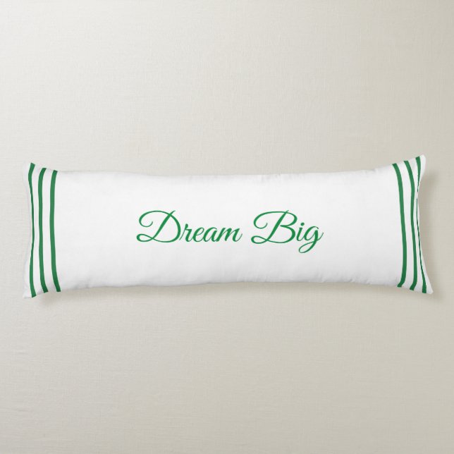 Almohada corporal blanca con texto editable verde  (Reverso)