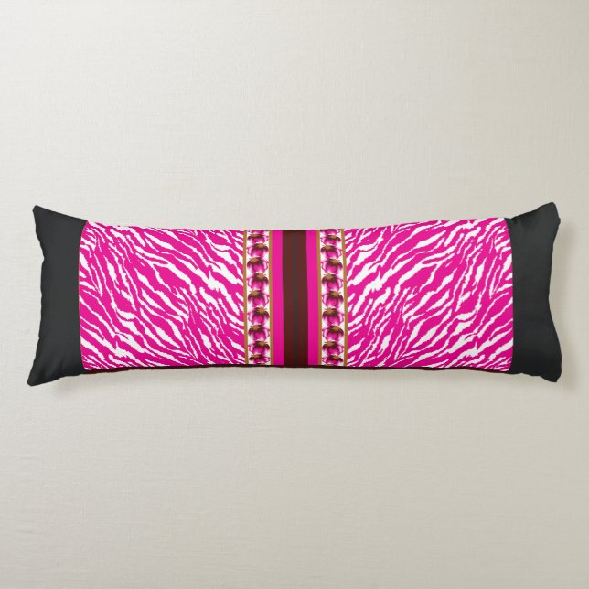 Almohada Corporal | Cebra Rosa | Acento Moderno (Anverso)