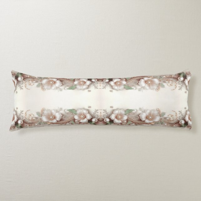 Almohada corporal con adornos florales y perlas (Anverso)