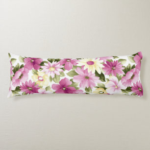 Almohada corporal con estampado de flores rosas y