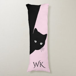 Almohada corporal con monograma de gato negro astu