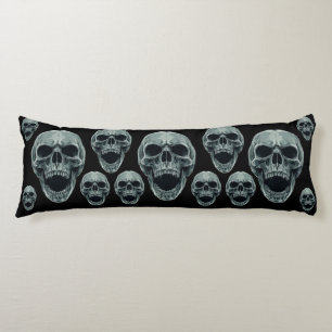 Almohada corporal con patrón de calavera macabra o