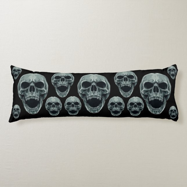 Almohada corporal con patrón de calavera macabra o (Anverso)