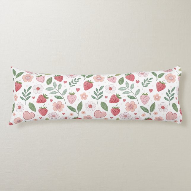 Almohada corporal con patrón de fresa lindo (Anverso)