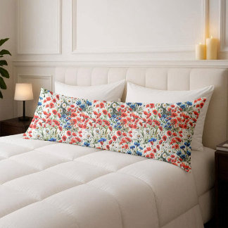 Almohada corporal de acuarela de amapola de flor s