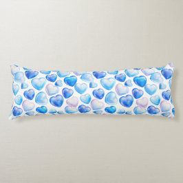 Almohada corporal de acuarela de corazón azul soña