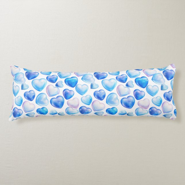Almohada corporal de acuarela de corazón azul soña (Anverso)