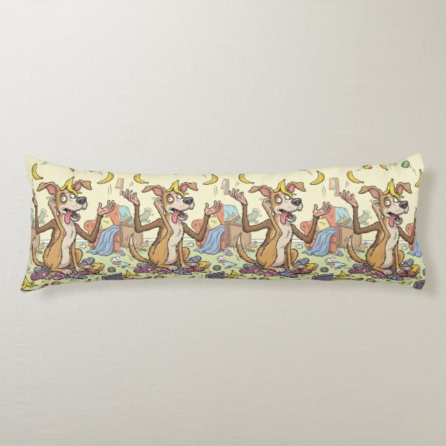 Almohada corporal de arte de perro divertido: sala (Anverso)