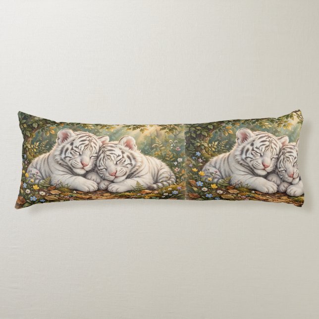 Almohada corporal de cachorros de tigre blanco lin (Anverso)