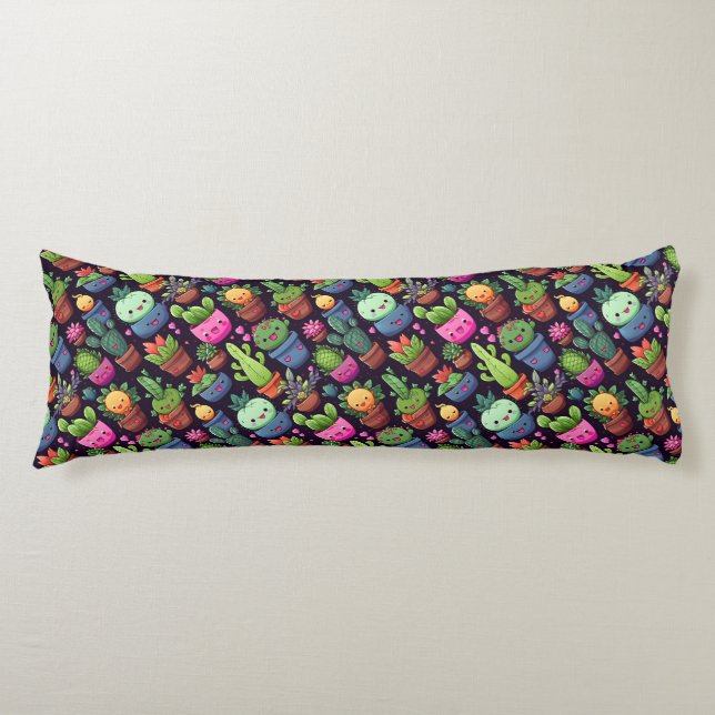 Almohada corporal de cactus Kawaii (Anverso)