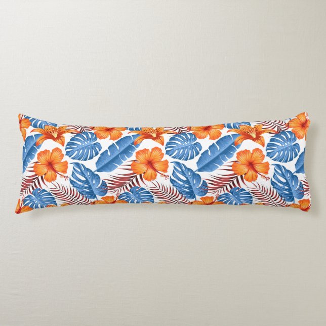 Almohada corporal de estampado de palmeras tropica (Anverso)