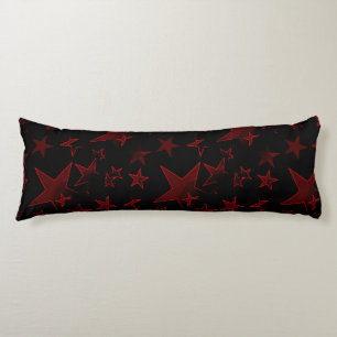 Almohada corporal de estrellas negras y rojas