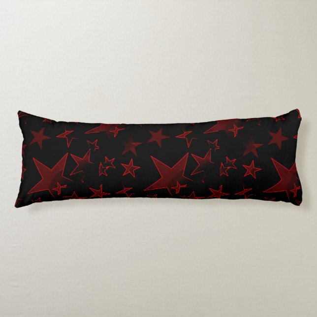 Almohada corporal de estrellas negras y rojas (Anverso)