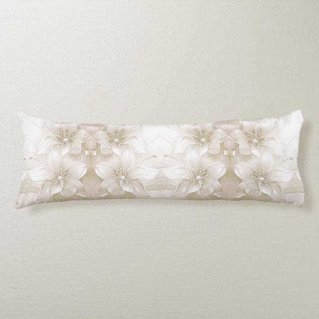 Almohada corporal de flores blancas marfil (Anverso)