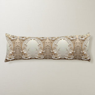 Almohada corporal de flores blancas modernas perla