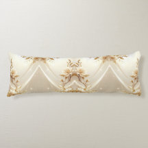 Almohada corporal de flores blancas y doradas