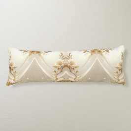 Almohada corporal de flores blancas y doradas