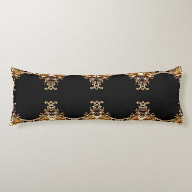Almohada corporal de flores decorativas doradas (Anverso)