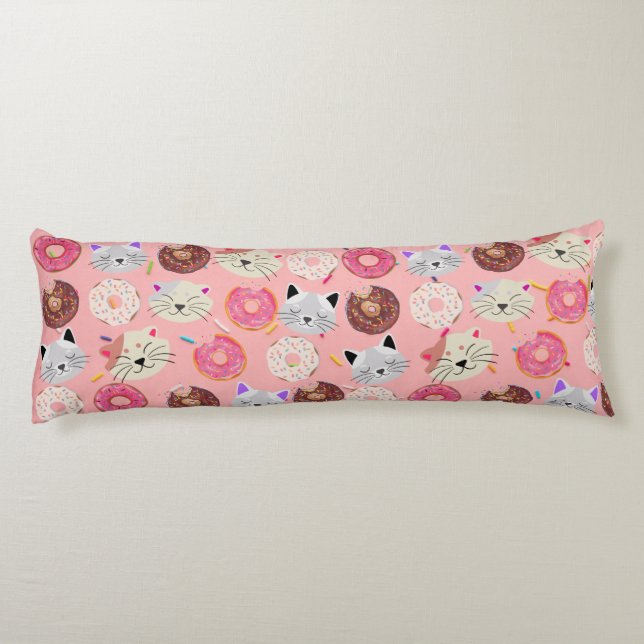 Almohada corporal de gatos y donuts (Reverso)