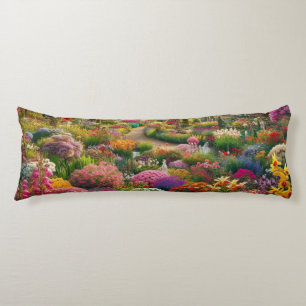 Almohada corporal de jardín de flores de fantasía