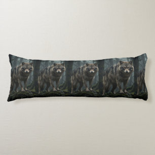 Almohada corporal de lobo gris majestuoso – Regalo
