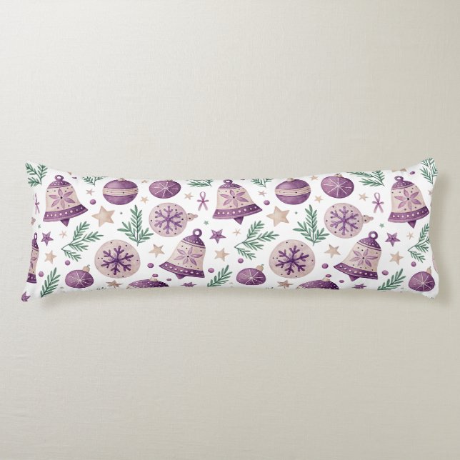 Almohada corporal de Navidad con acuarela violeta" (Anverso)