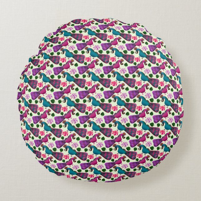 Almohada corporal de patrón floral rosa con acuare (Anverso)