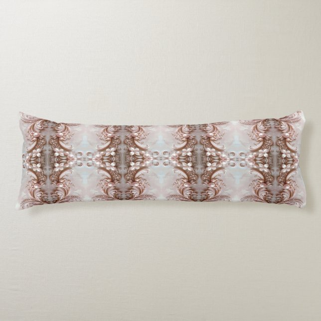 Almohada corporal de perla y floral ornamentada ro (Anverso)