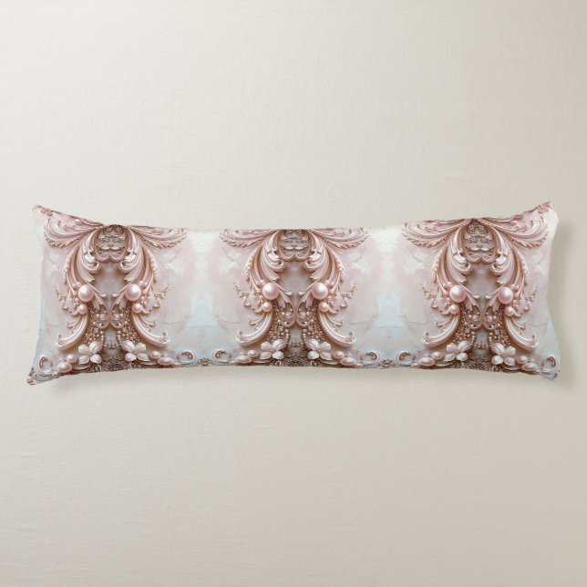 Almohada corporal de perla y floral ornamentada ro (Anverso)