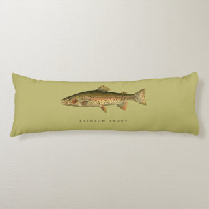 Almohada corporal de trucha arcoíris vintage