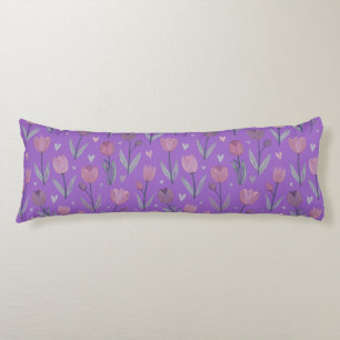 Almohada corporal de tulipán púrpura