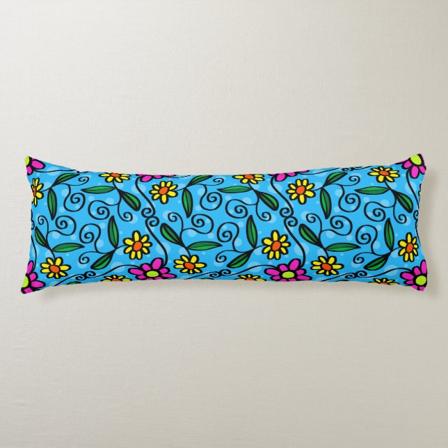 Almohada corporal floral abstracta (Anverso)