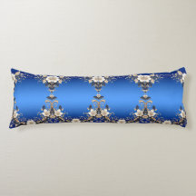 Almohada corporal floral azul blanca